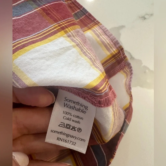 Something Navy - Jamie Ruffle Sleeve Plaid Button Up XS M0341 - Picture 11 of 12